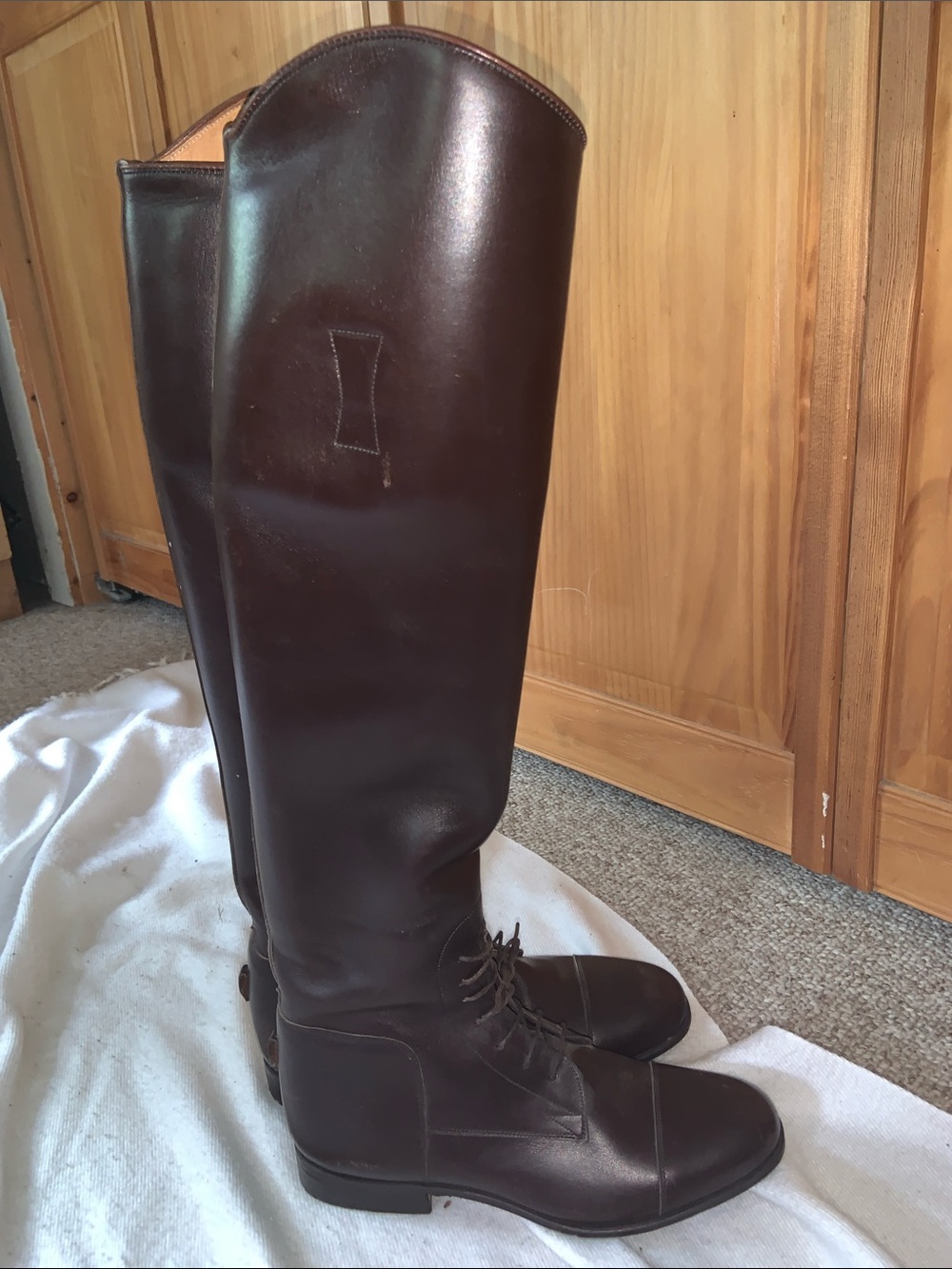VOGEL BROWN CUSTOM TALL ENGLISH FIELD BOOTS 7.5 slim calfskin riding equestrian - Picture 5 of 14